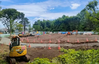 造成中の萩山公園南側エリアのようす（2025年6/1撮影）